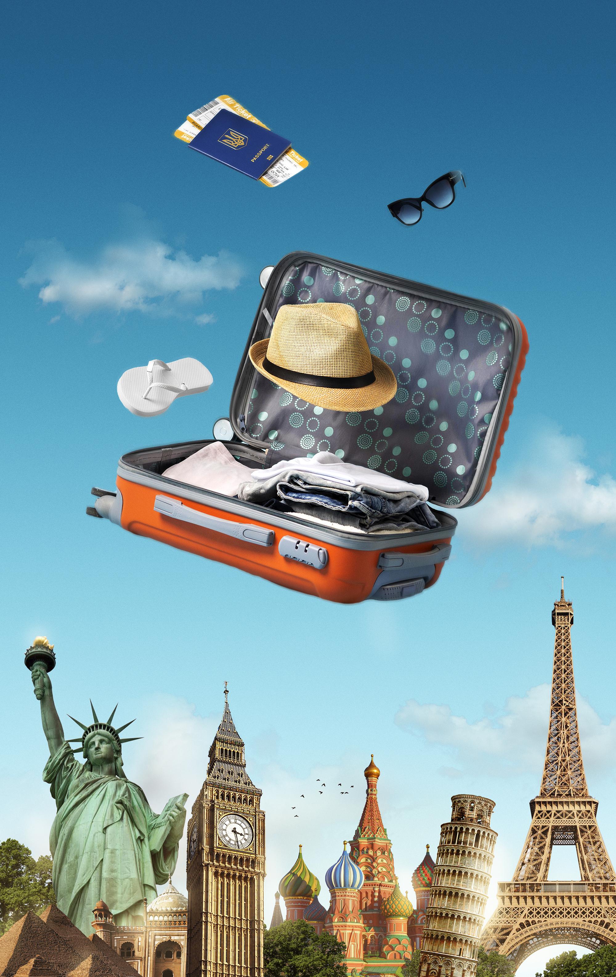Traveler preparing for an international journey
