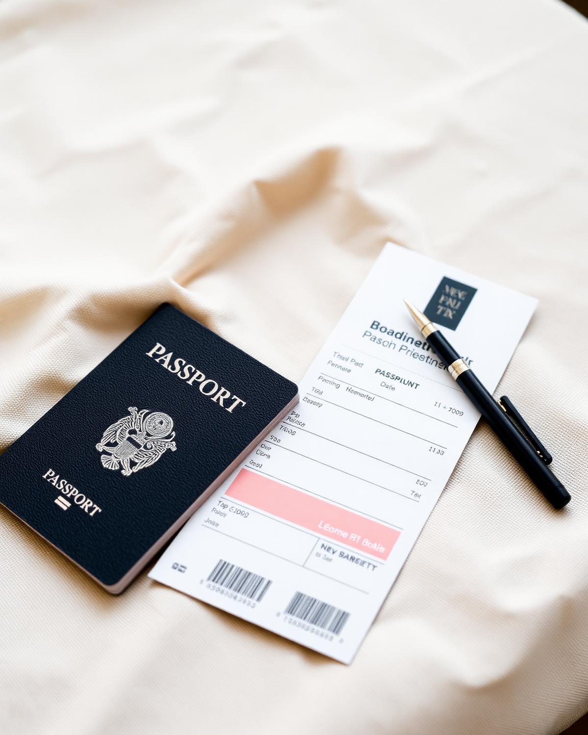 Travel documents on linen